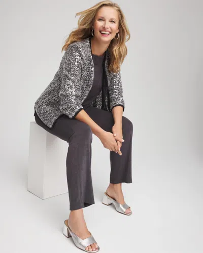 Chico's Travelers Refined Sequins Netted Jacket In Serene Gray