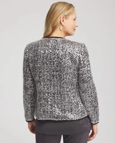 Chico's Travelers Refined Sequins Netted Jacket In Serene Gray