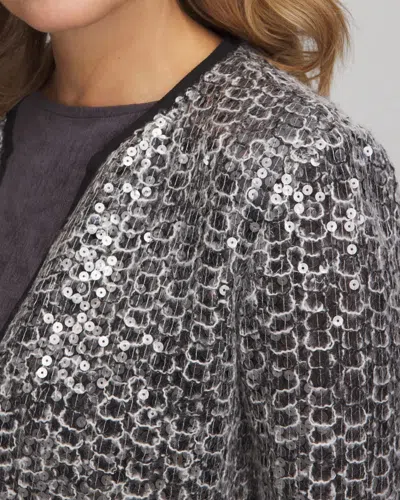 Chico's Travelers Refined Sequins Netted Jacket In Serene Gray