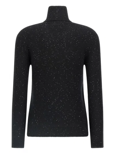 Fabiana Filippi Sequin Turtleneck Sweater Sweaters And Cardigans Black In Blue