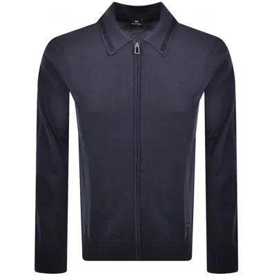 Paul Smith Full Zip Cardigan Purple In Blue