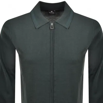 Paul Smith Full Zip Cardigan Green In Green