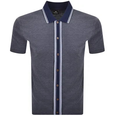 Paul Smith Button Front Polo T Shirt Blue In Blue