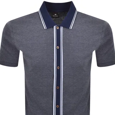 Paul Smith Button Front Polo T Shirt Blue In Blue
