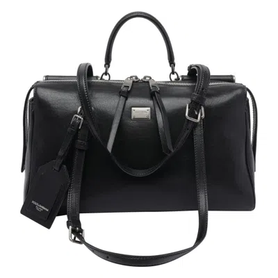 Dolce & Gabbana Calf Leather Shoulder Bag Vittoria Model In Black