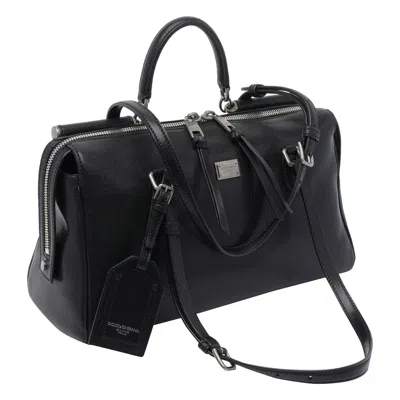 Dolce & Gabbana Calf Leather Shoulder Bag Vittoria Model In Black