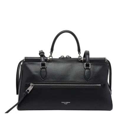 Dolce & Gabbana Calf Leather Shoulder Bag Vittoria Model In Black
