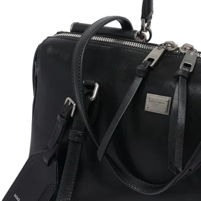 Dolce & Gabbana Calf Leather Shoulder Bag Vittoria Model In Black