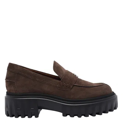 Hogan H700 Suede Loafers In Brown
