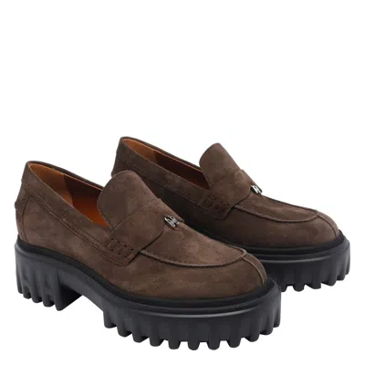 Hogan H700 Suede Loafers In Brown