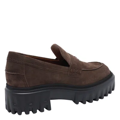 Hogan H700 Suede Loafers In Brown