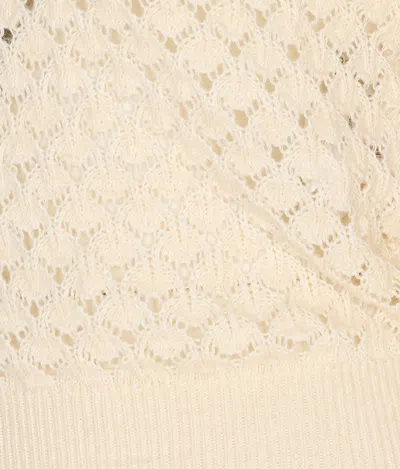 Chloé Textured Knit Crewneck Lace Collar In Nude