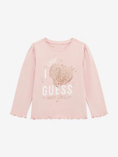 Guess Girls Long Sleeve Slogan T-shirt In Multi