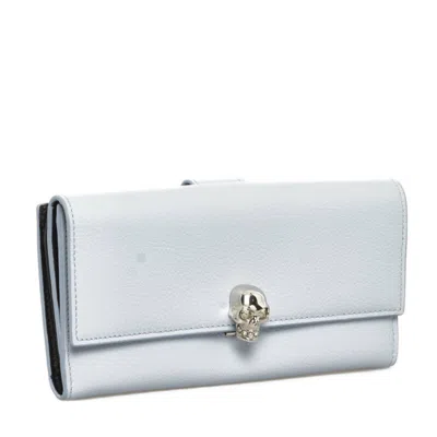 Pre-owned Alexander Mcqueen Light Blue Leather Long Wallet (tri-fold) ()