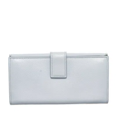 Pre-owned Alexander Mcqueen Light Blue Leather Long Wallet (tri-fold) ()