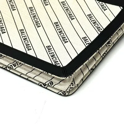 Pre-owned Balenciaga Black White Leather Canvas Pochette Shoulder Bag ()
