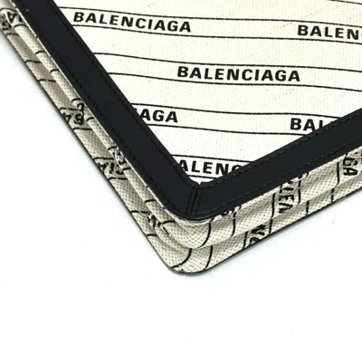 Pre-owned Balenciaga Black White Leather Canvas Pochette Shoulder Bag ()