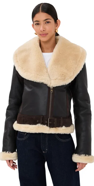 Jw Anderson J. W. Anderson Leather Aviator Jacket In Brown