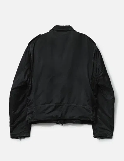 Mm6 Maison Margiela Mm6 By Maison Margiela Nylon Biker Jacket With Adjustable Belt And Multiple Pockets In Black