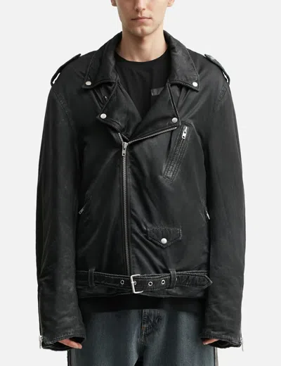 Mm6 Maison Margiela Mm6 By Maison Margiela Nylon Biker Jacket With Adjustable Belt And Multiple Pockets In Black