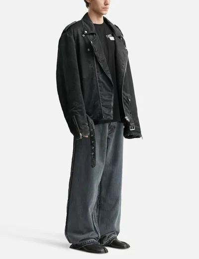 Mm6 Maison Margiela Mm6 By Maison Margiela Nylon Biker Jacket With Adjustable Belt And Multiple Pockets In Black