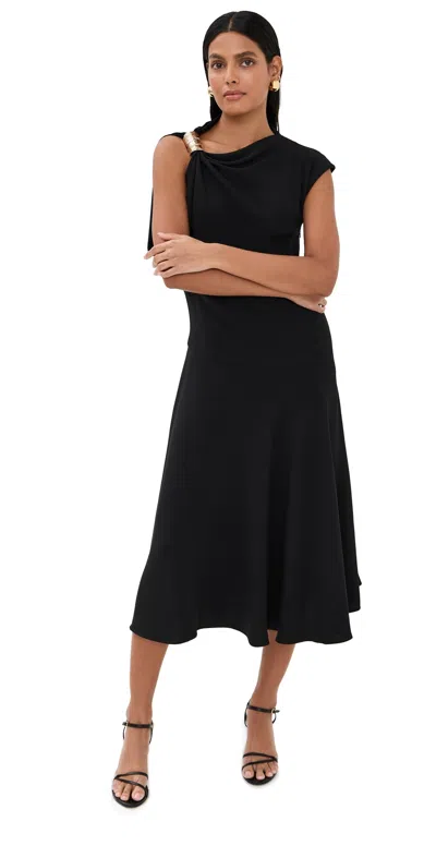 Proenza Schouler Rue Dress In Light Matte Double Crepe Black In Black