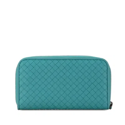 Pre-owned Bottega Veneta Emerald Green Leather Long Wallet (bi-fold) ()