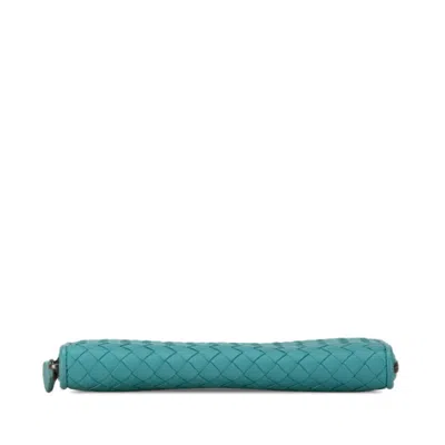 Pre-owned Bottega Veneta Emerald Green Leather Long Wallet (bi-fold) ()