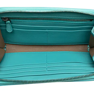 Pre-owned Bottega Veneta Emerald Green Leather Long Wallet (bi-fold) ()