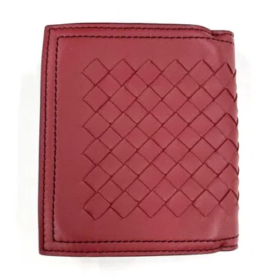 Pre-owned Bottega Veneta Red Color Intrecciato Wallet (bi-fold) ()