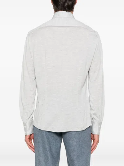 Brunello Cucinelli Men Silk And Cotton Blend Shirt In White