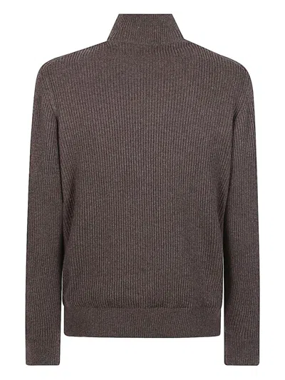 Brunello Cucinelli Bomber Jacket In Leather And Cashmere In Brown