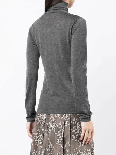 Brunello Cucinelli Grey Cashmere High-neck Sweater In Gray
