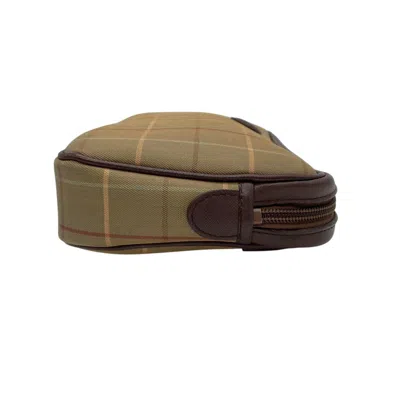 Pre-owned Burberry Brown Khaki Canvas Leather Clutch Bag Pouch ()