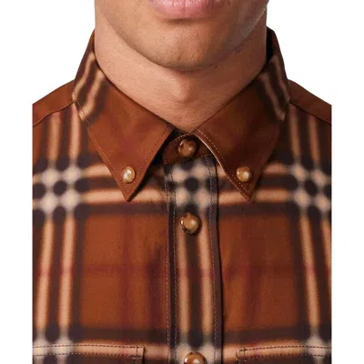 Burberry Checked Long-sleeved Shirt In Brown