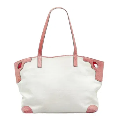 Pre-owned Cartier Beige Pink Canvas Leather Shoulder Bag Tote Bag ()