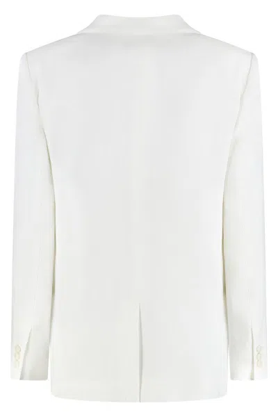 Elisabetta Franchi Double-breasted Gabardine Jacket In Neutral