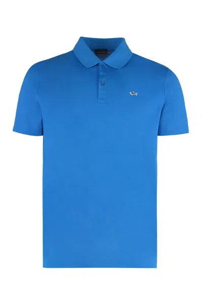 Paul & Shark Short-sleeved Cotton Polo Shirt For Casual Style In Blue