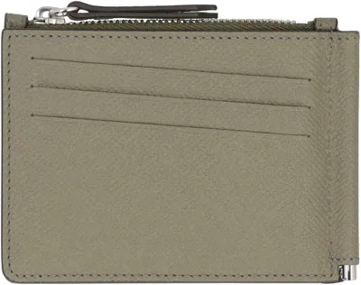 Maison Margiela Leather Hammered Cardholder In Green
