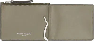 Maison Margiela Leather Hammered Cardholder In Green