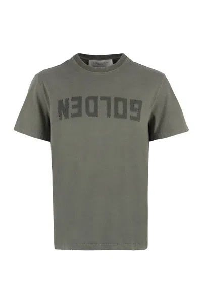 Golden Goose Golden Regular Distressed Cotton T-shirt In Gray