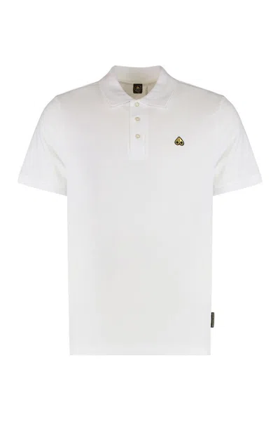 Moose Knuckles Short Sleeve Cotton Polo Shirt In White