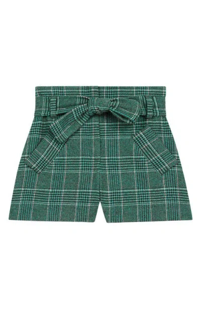 Maje Womens Verts Itrito Belted Check-woven Shorts 6 In Green