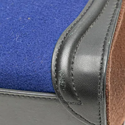 Pre-owned Celine Black Blue Brown Wool Leather Handbag Shoulder Bag ()
