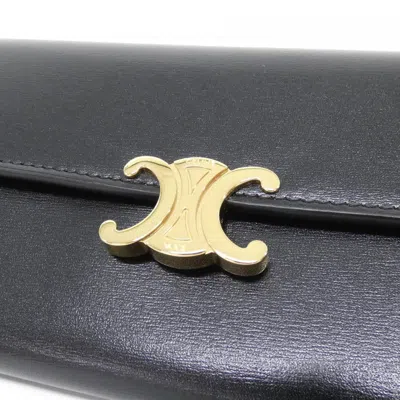 Pre-owned Celine Black Leather Long Wallet (bi-fold) ()