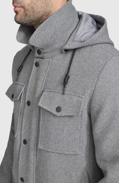 Cole Haan Signature Wool Blend Hooded Field Jacket In Gray