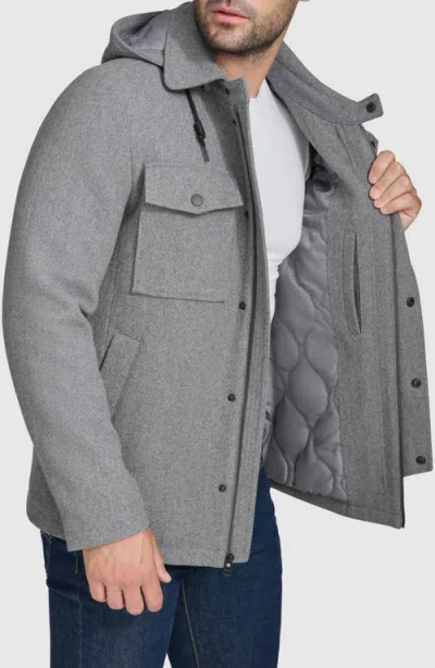 Cole Haan Signature Wool Blend Hooded Field Jacket In Gray