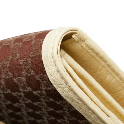 Pre-owned Celine Brown Ivory Canvas Leather Long Wallet (bi-fold) ()