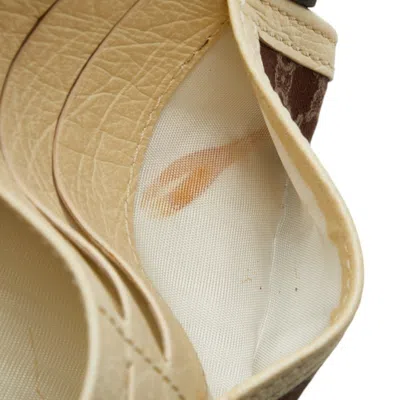 Pre-owned Celine Brown Ivory Canvas Leather Long Wallet (bi-fold) ()