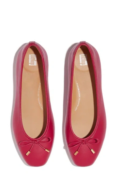 Fitflop Delicato Bow Leather Ballet Flat In Red
